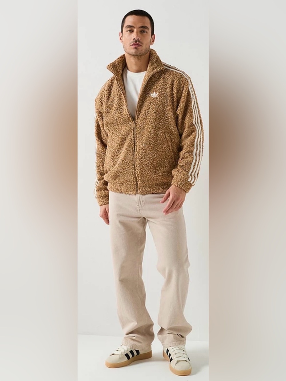 Adidas Originals Boucle FB TT Track Jacket M Cardboard Sherpa Fleece KS5274